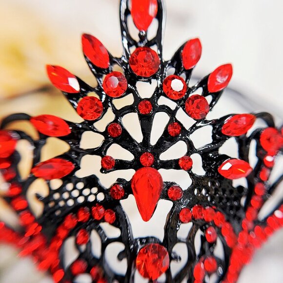 Ruby Crystal Masquerade Mask, Black Mask, Party Mask, Masquerade Wedding Mask - Picture 5 of 8